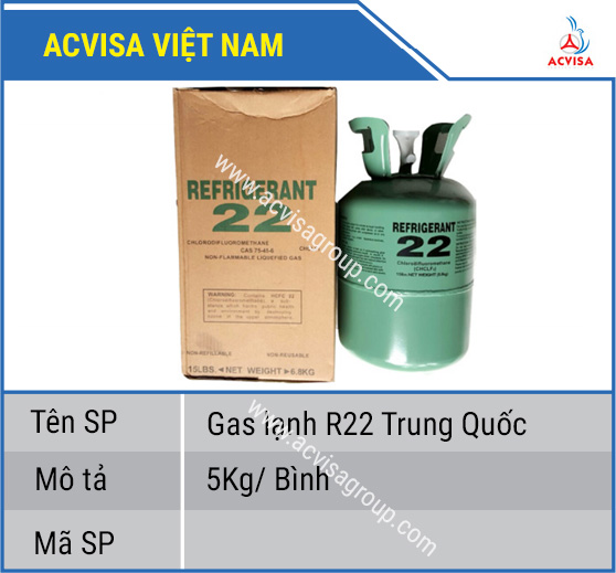 Gas lạnh R22 Trung Quốc - Vật Tư Acvisa - Công Ty TNHH Đầu Tư Và Phát Triển Acvisa Việt Nam